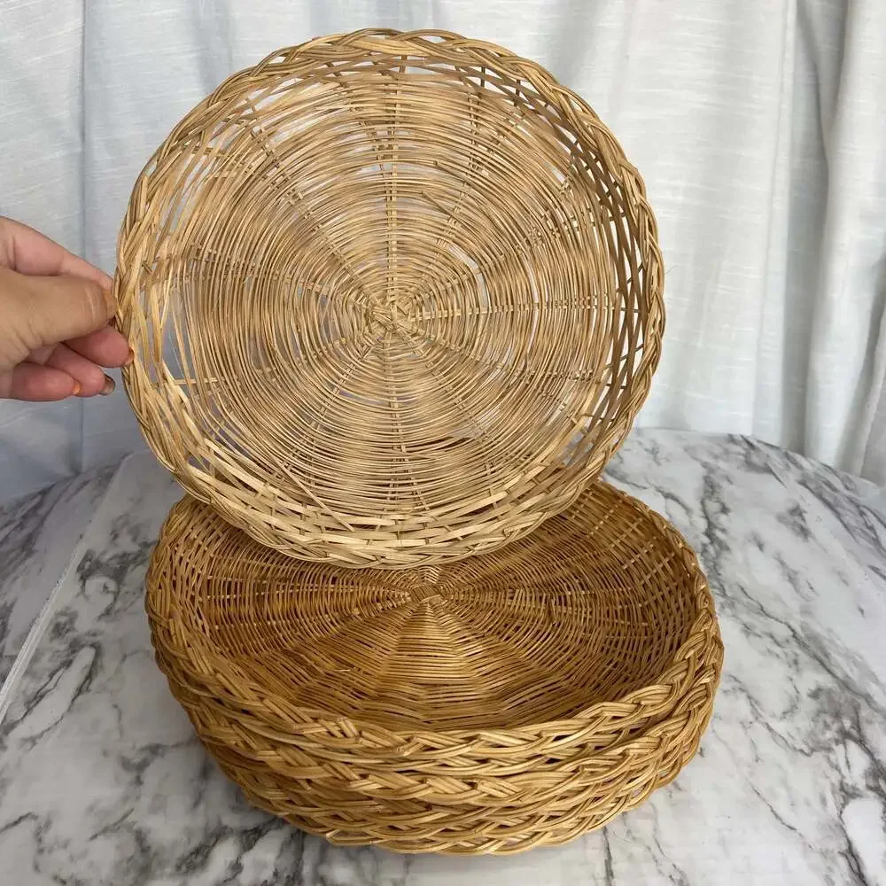 Boho Wicker Picnic Plate Holders 7pc